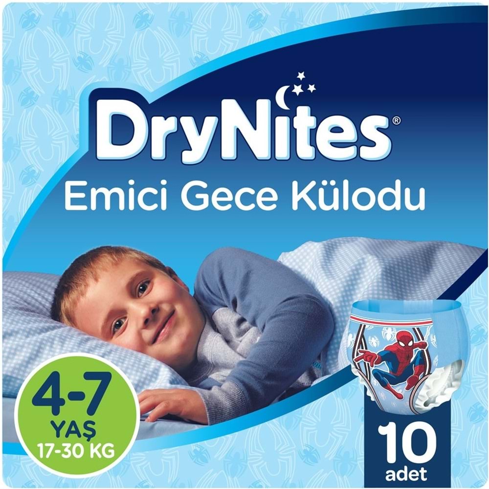 Drynites Emici Gece Külodu/Külot Bez Erkek 4-7 Yaş (17-30KG) Small 10 Adet (Alt Islatmalara Karşı)