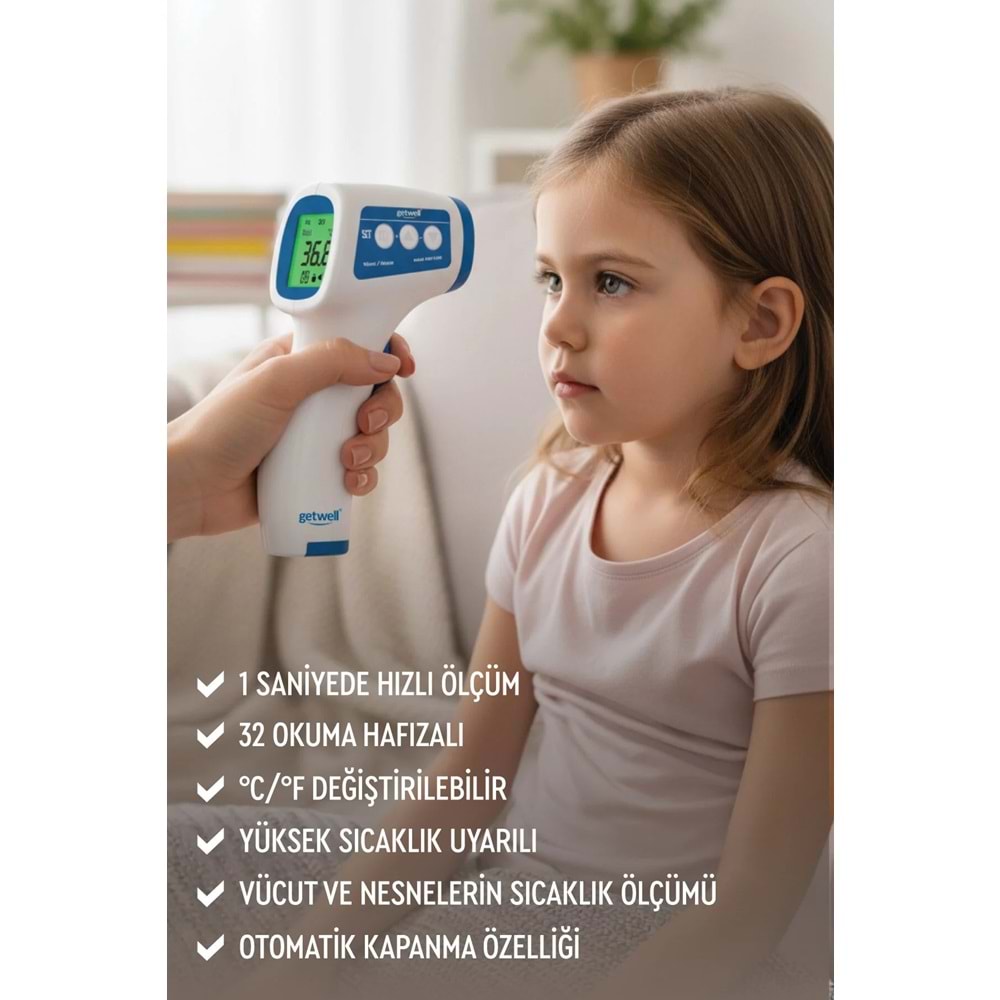 Getwell Ateş Ölçer Kızıl Ötesi Alından - Temassız - Uzaktan (Yetişkin & Bebek & Çocuk)