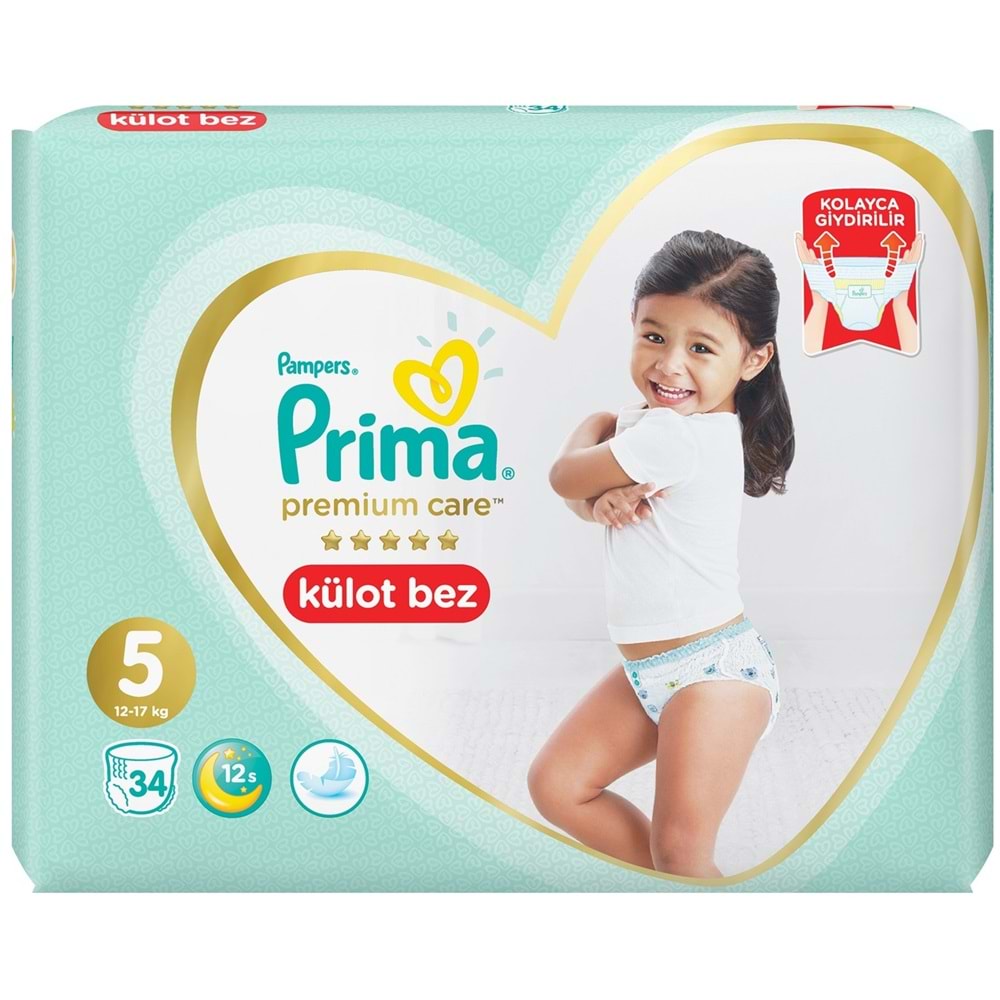 Prima Premium Care Külot Bebek Bezi 5 Beden 12-17 KG Junior 34 Adet Ekonomik Pk