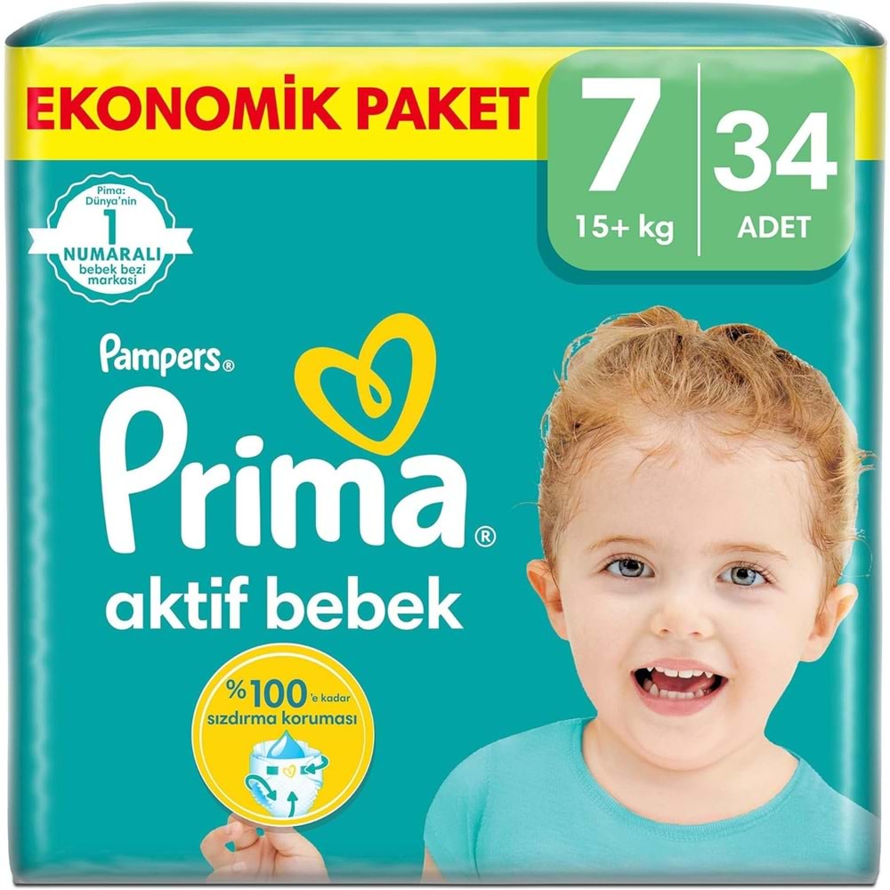 Prima Bebek Bezi 7 Beden 15+ KG XXLarge 34 Adet Ekonomik Pk