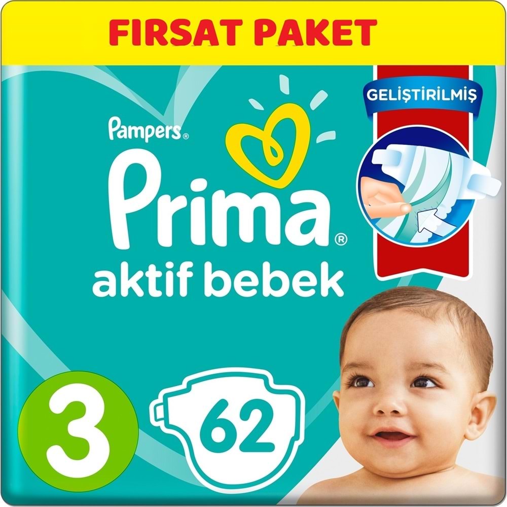 Prima Bebek Bezi 3 Beden 6-10 KG Midi 62 Adet Ekonomik Pk
