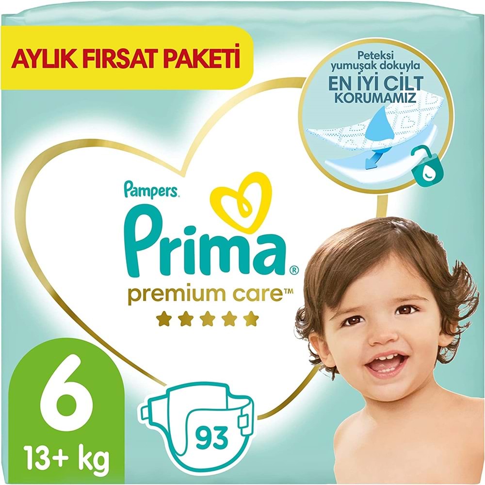 Prima Premium Care Bebek Bezi 6 Beden 13+ KG Extra Large 93 Adet Aylık Fırsat Pk