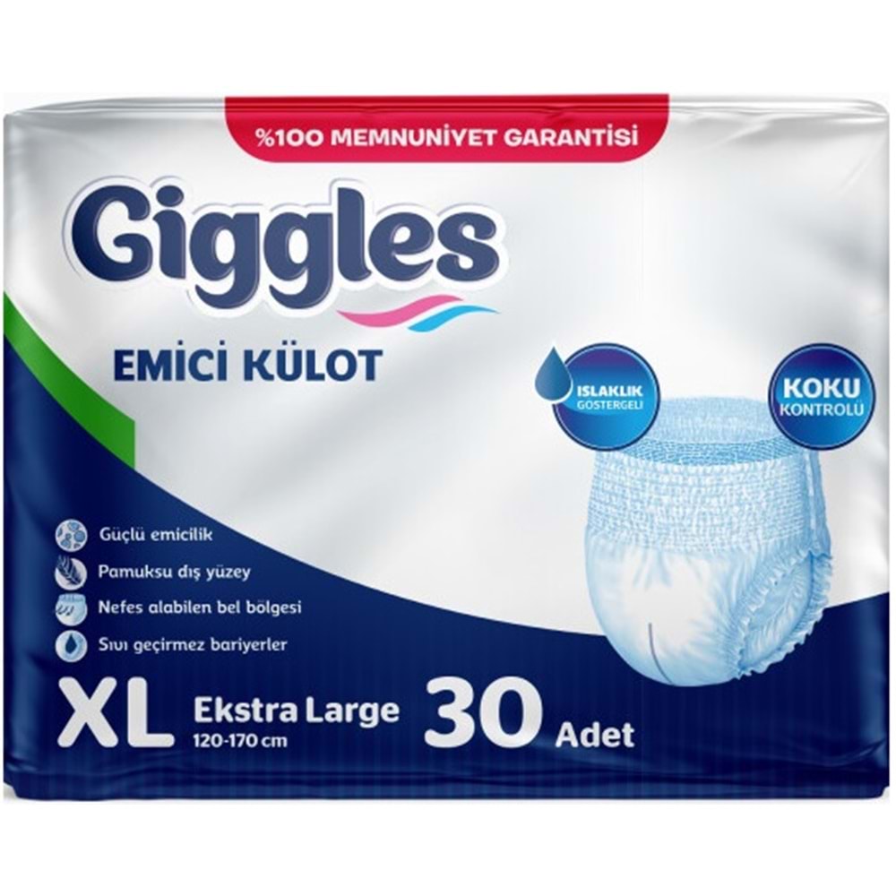 Giggles Yetişkin Bezi Emici Külot Ekstra Büyük (XL) 30 Adet Tekli Pk