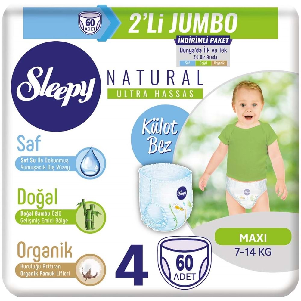 Sleepy Külot Bebek Bezi 4 Beden 7-14 KG Maxi 60 Adet Jumbo Pk Serisi