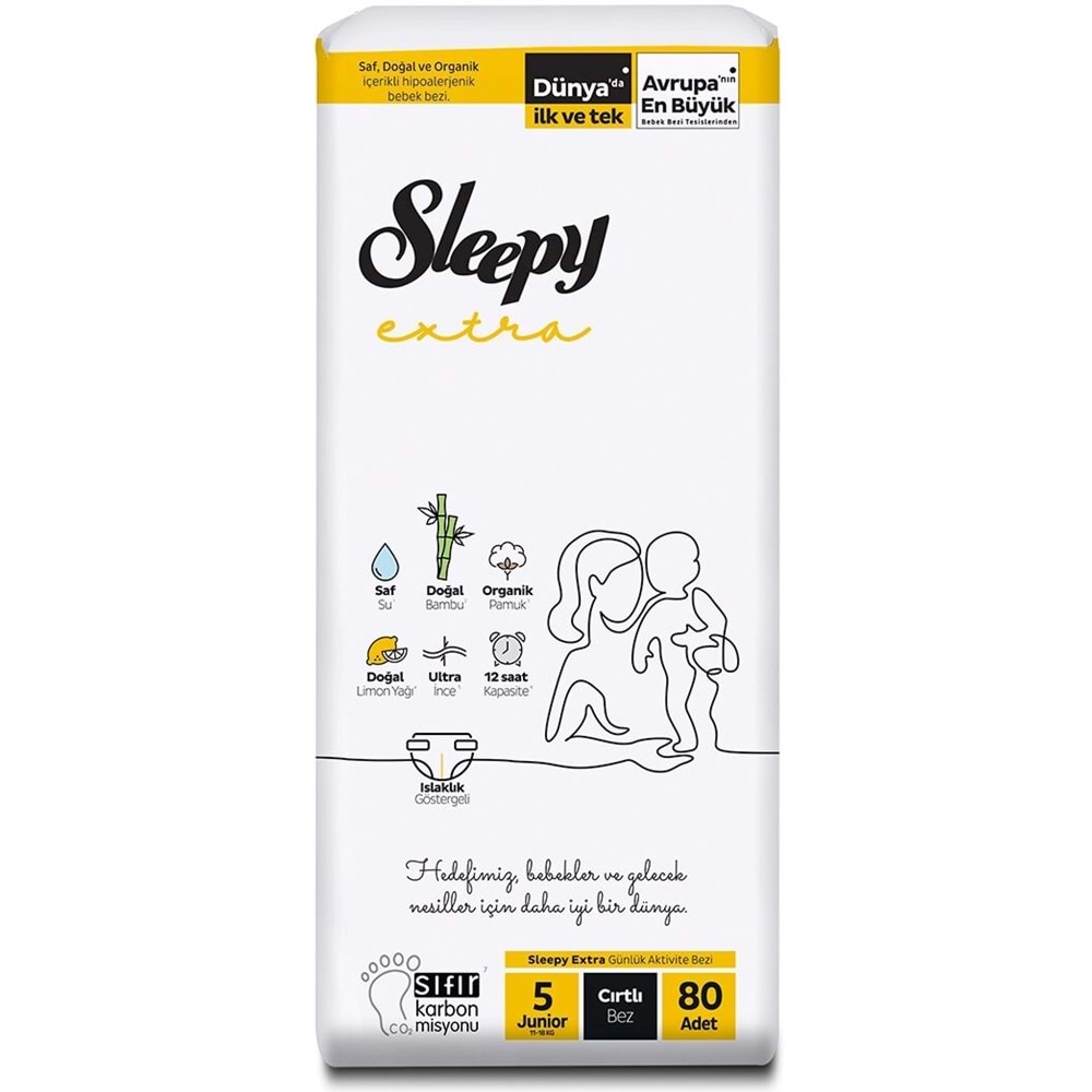 Sleepy Bebek Bezi Extra 5 Beden 11-18 KG Junior 80 Adet Ultra Pk