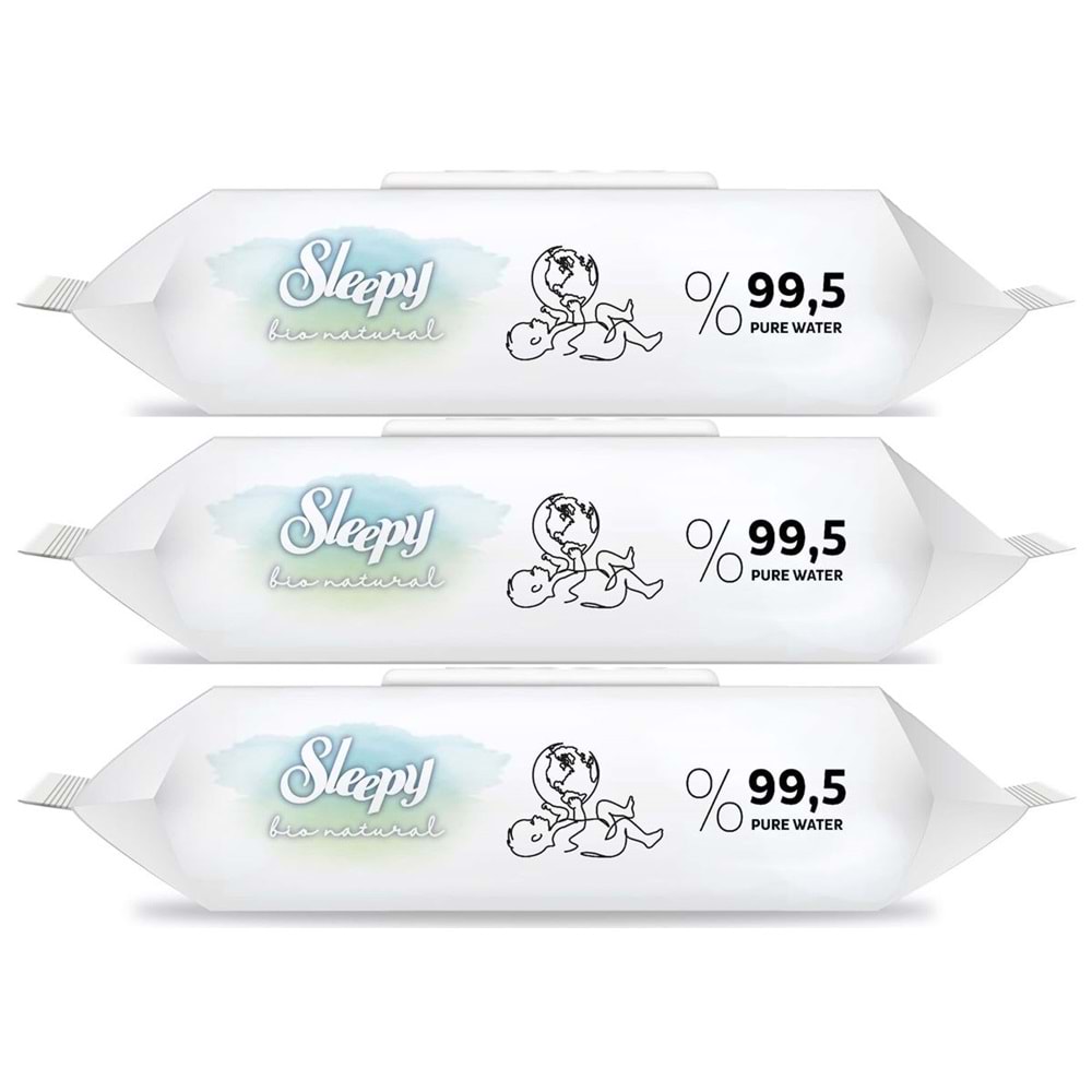 Sleepy Islak Havlu Mendil Bio Natural 40 Yaprak Yeni Doğan (3 Lü Pk) Plastik Kapaklı 120 Yaprak