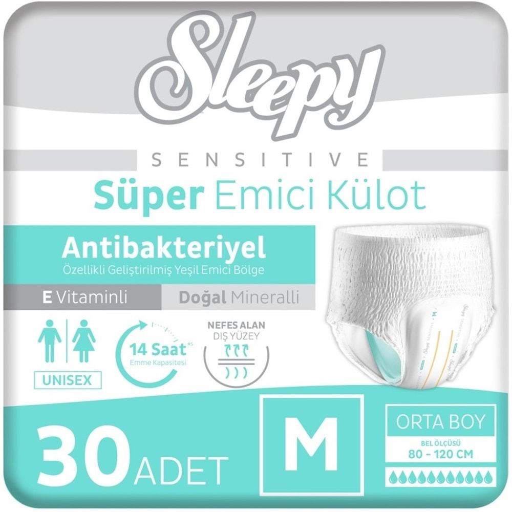 Sleepy Yetişkin Bezi Emici Külot M - Orta - Medium 30 Adet Tekli Pk