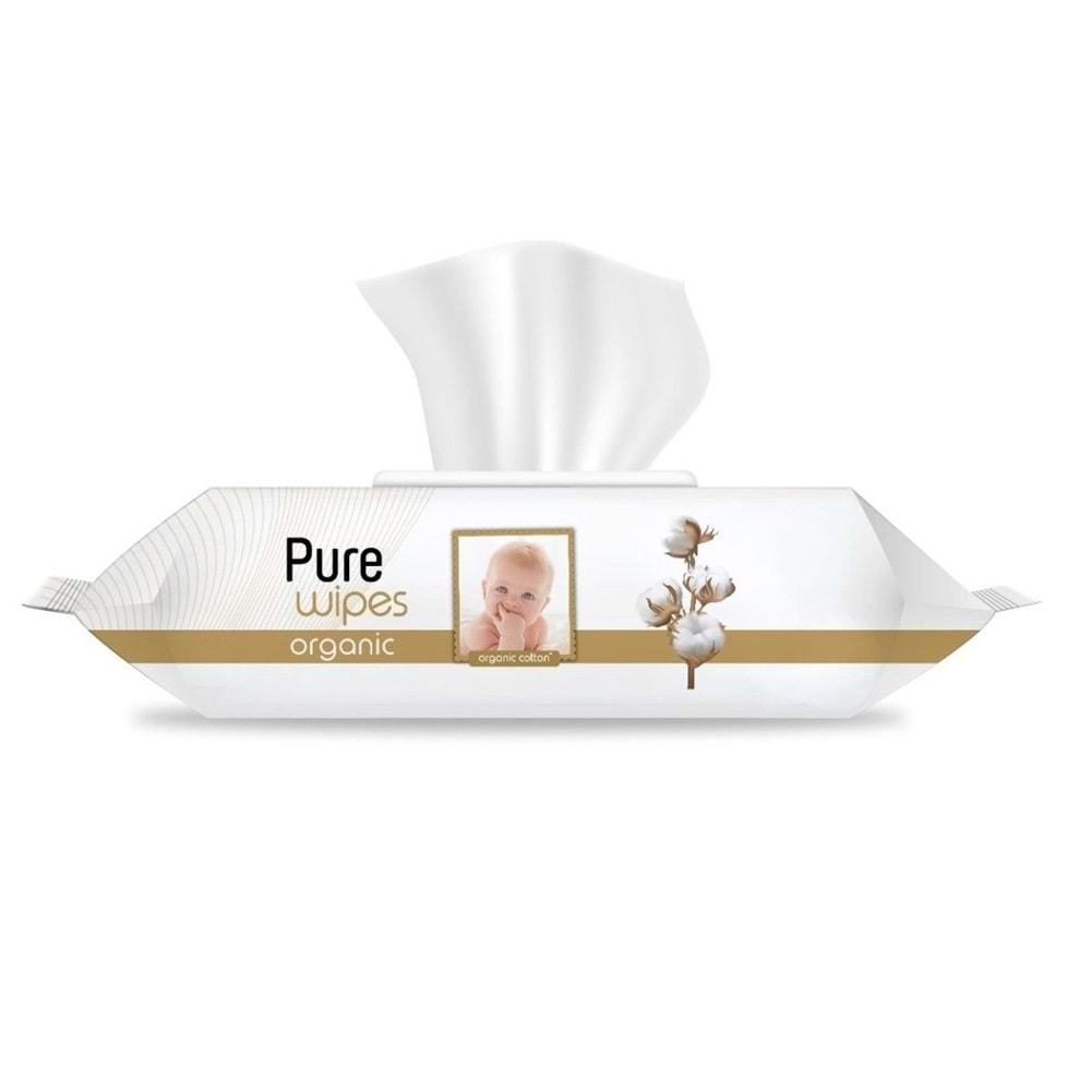 Pure Baby Islak Havlu Mendil 90 Yaprak Yenidoğan Organic Pamuklu Plst Kapak