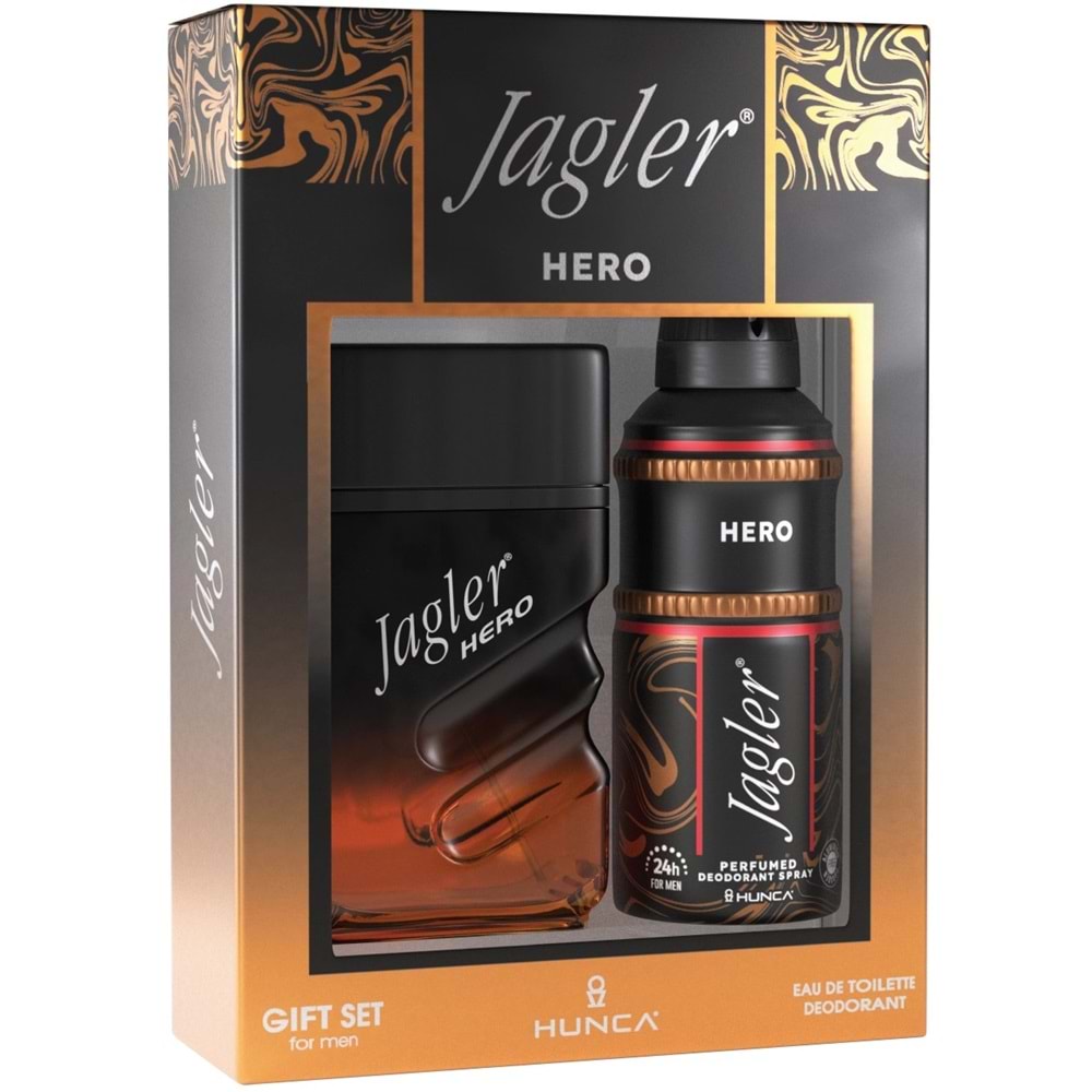 Jagler Parfüm Seti Erkek / Men 90ML Hero + 150ML Deodorant (Turuncu)
