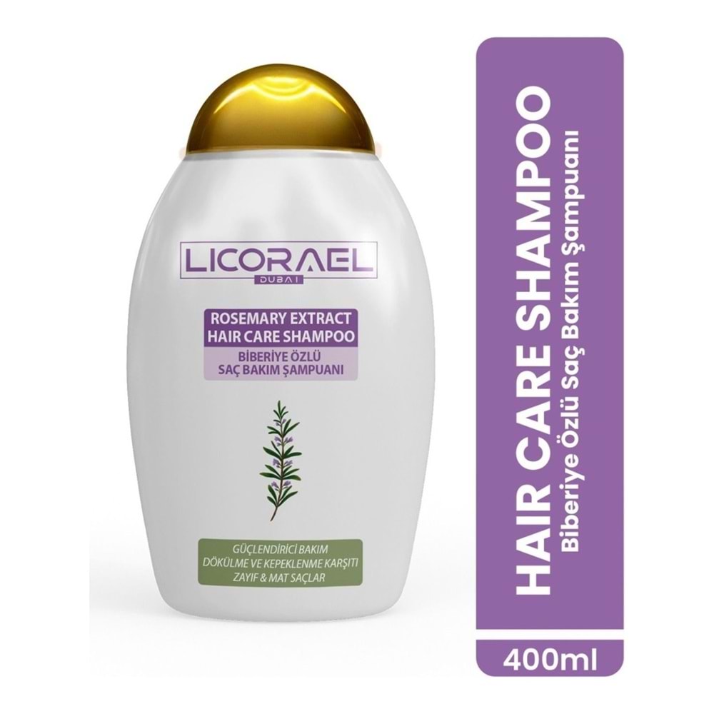 Licorael Dubai Rosemary Extract Haır Care Shampoo (Biberiye Özlü Saç Bakım Şampuanı) 400ML