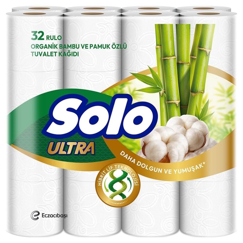 Solo Ultra Tuvalet Kağıdı 32 Li Paket Rulo Organik Bambu ve Pamuk Özlü