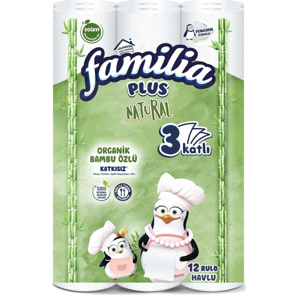 Familia Kağıt Havlu Natural 12 Li Pk (3 Katlı) Organik Bambu özlü