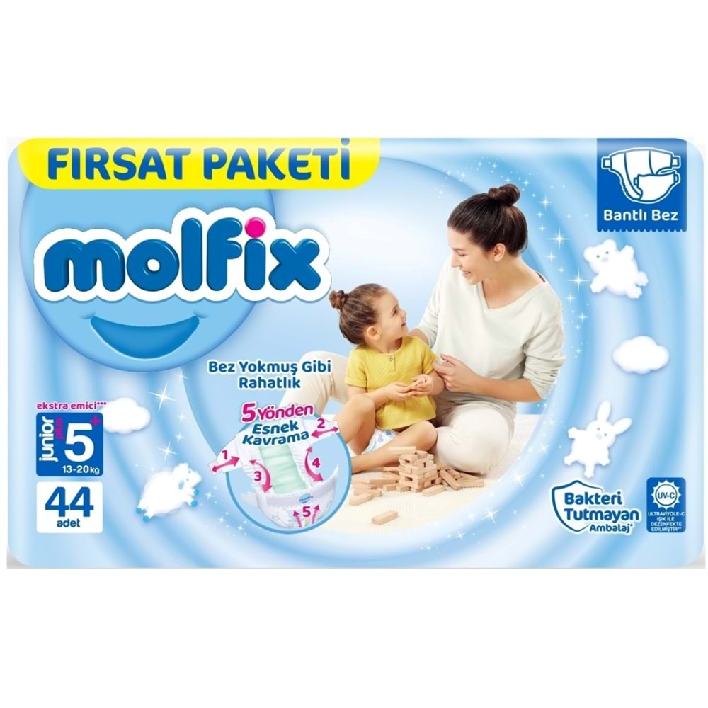 Molfix Bebek Bezi 5+ Beden 13-20 KG Junior Plus 44 Adet Fırsat Pk
