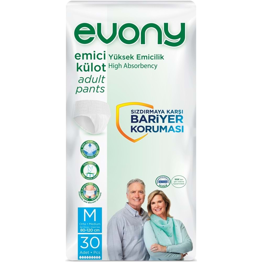 Evony Yetişkin Bezi Emici Külot M - Orta - Medium 30 Adet Tekli Pk