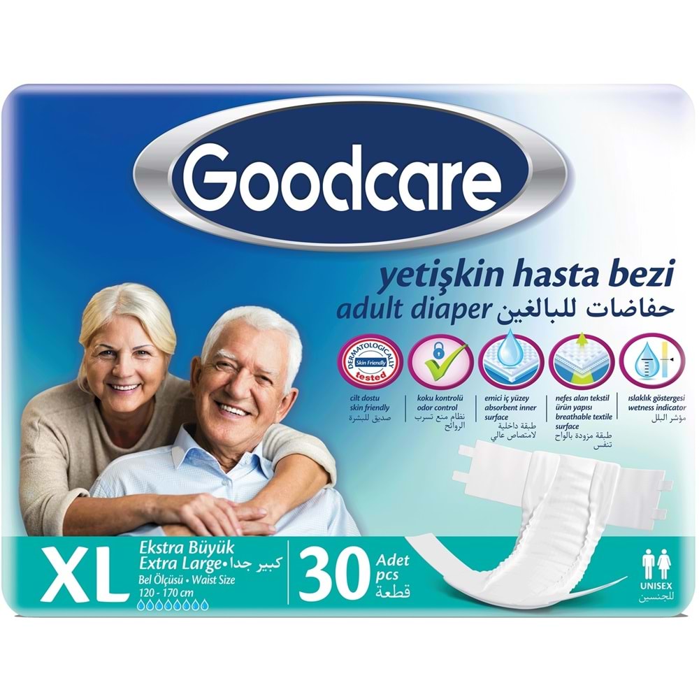Goodcare Yetişkin Bezi Bel Bantlı Tekstil Yüzey XL - Ekstra Large - Extra Large 30 Adet Tekli Pk