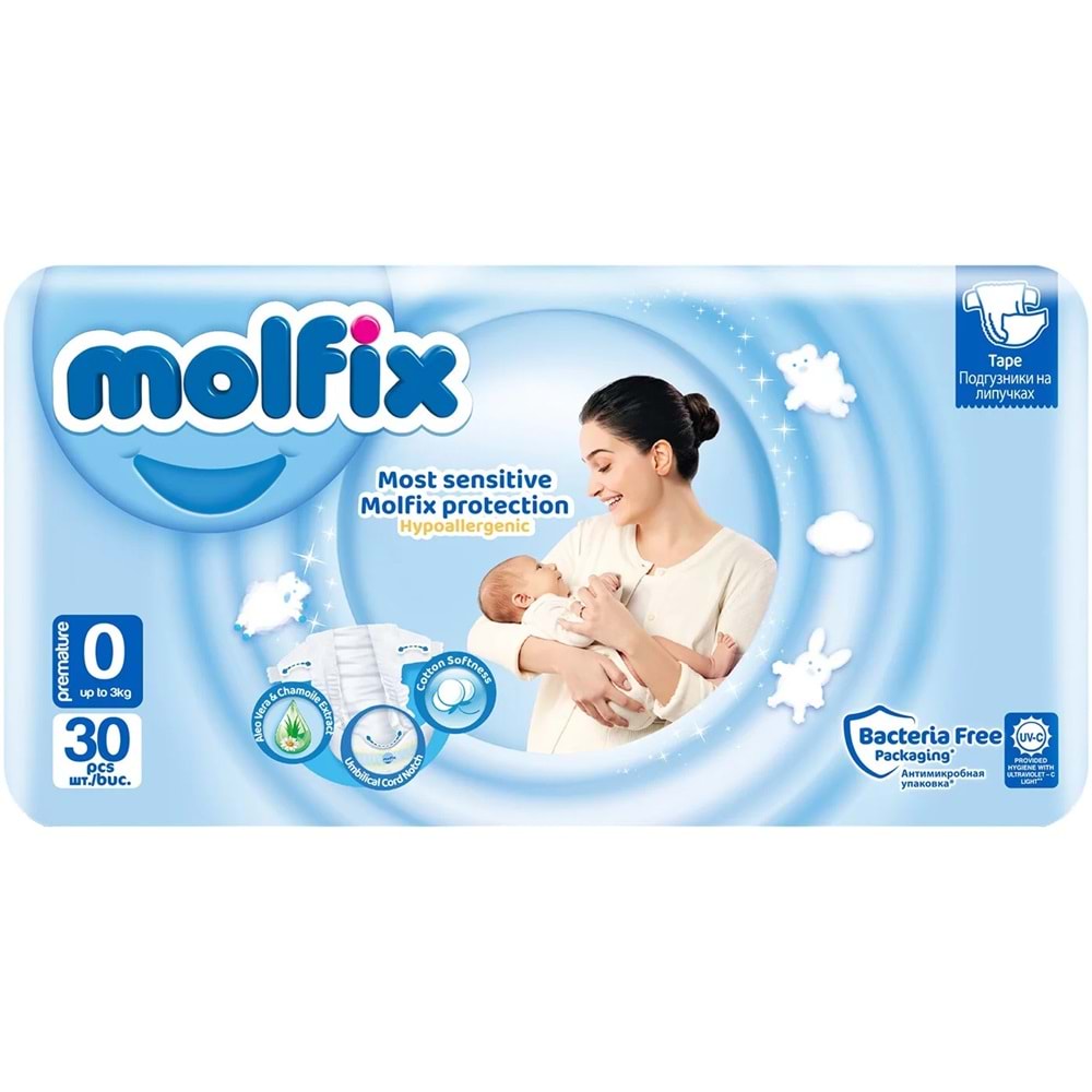Molfix Bebek Bezi 0 Beden 0-3 KG Prematüre 30 Adet Ekonomik