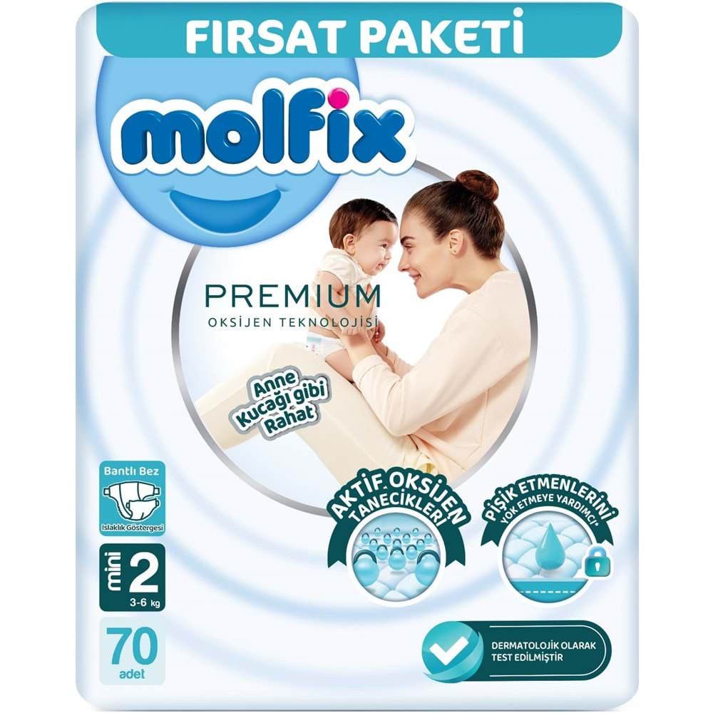 Molfix Premium Bebek Bezi 2 Beden 3-6 KG Mini 70 Adet Fırsat Pk