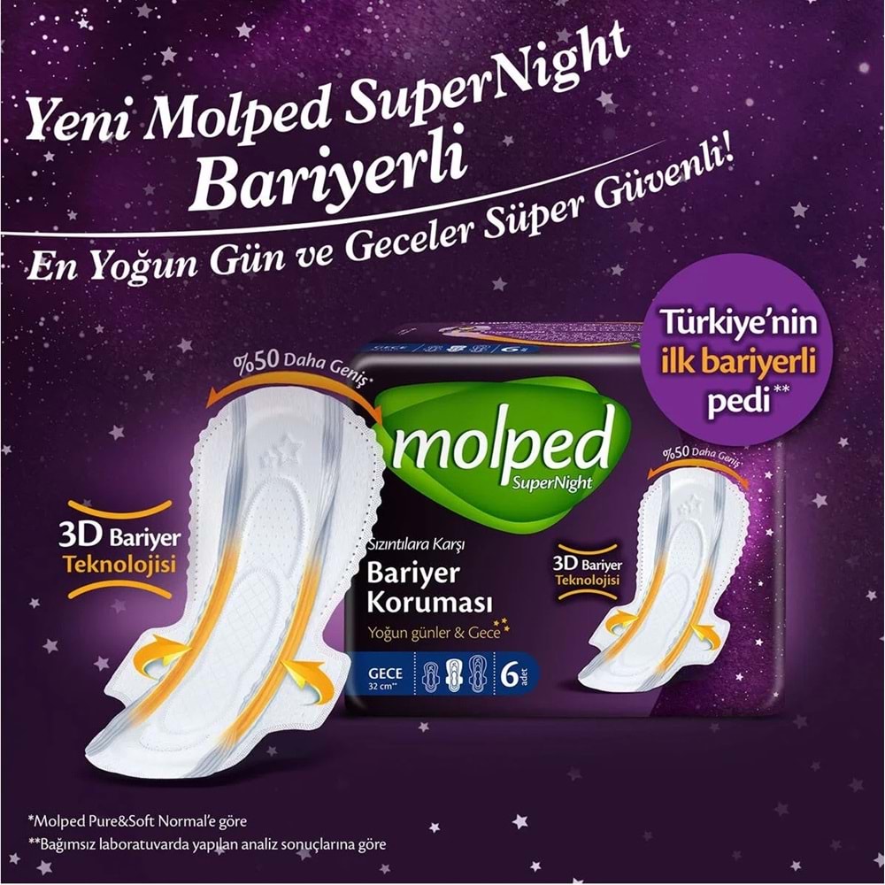 Molped Süper Night Hijyenik Ped Süper Gece 26 Adet Mega Fırsat Pk