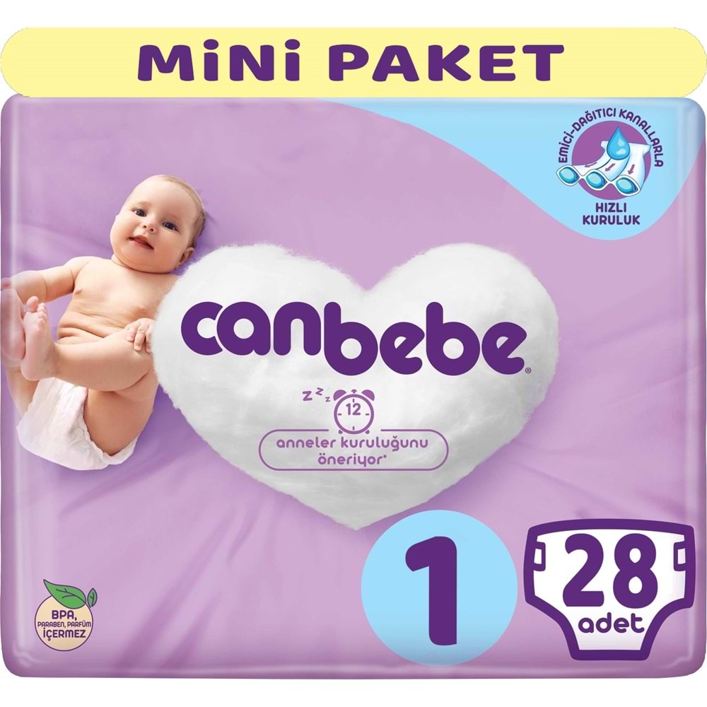 Canbebe Bebek Bezi 1 Beden 2-5 KG Yeni Doğan 28 Adet Mini Pk