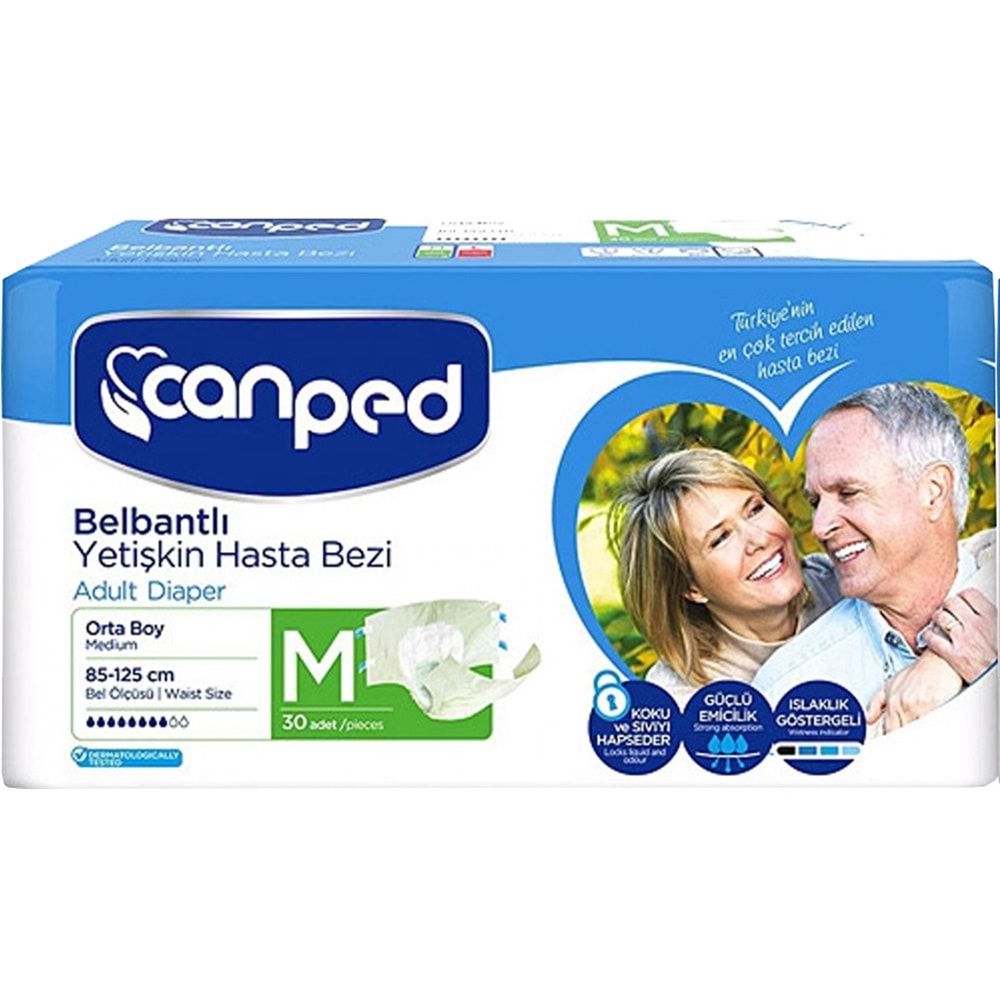 Canped Yetişkin Bezi Bel Bantlı Polietilen M - Orta - Medium 30 Adet Tekli Pk