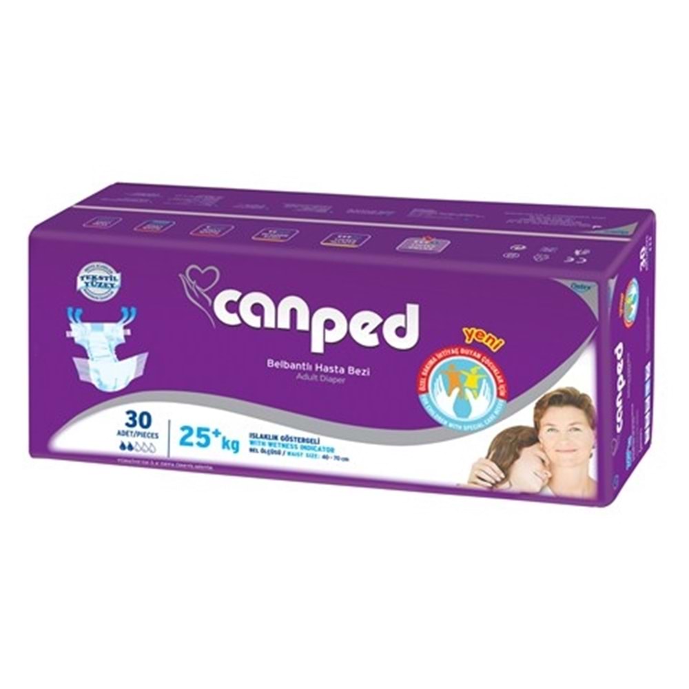 Canped Yetişkin Bezi Çoçuklar İçin Bel Bantlı Tekstil Yüzeyli 30 Adet XS Tekli Pk