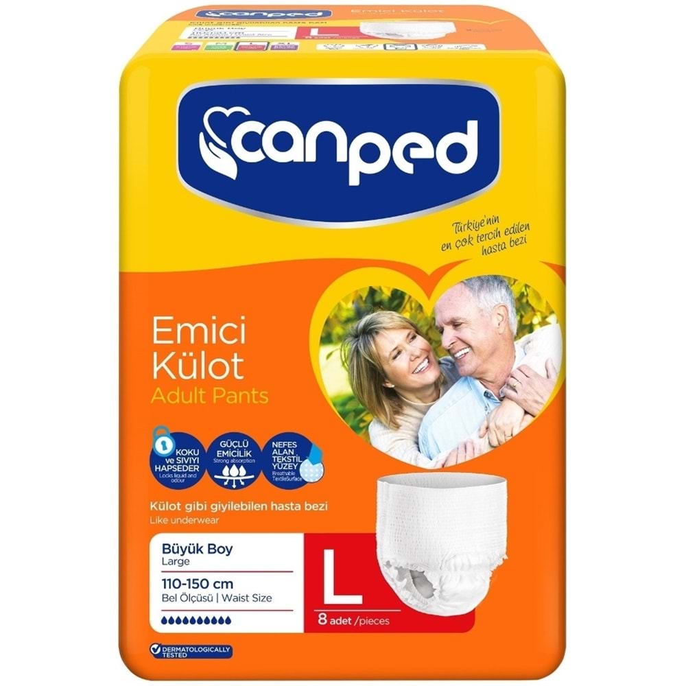 Canped Emici Külot Yetişkin Bezi L - Büyük - Large (İç Adet 8) Tekli Pk