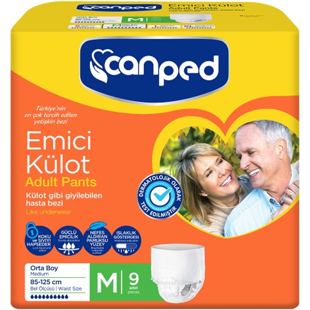 Canped Emici Külot Yetişkin Bezi M - Medium - Orta (İç Adet 9) Tekli Pk