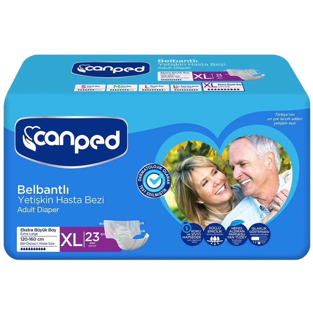 Canped Yetişkin Bezi Bel Bantlı Tekstil Yüzey XL - Ekstra Large - Extra Large 23 Adet Tekli Pk