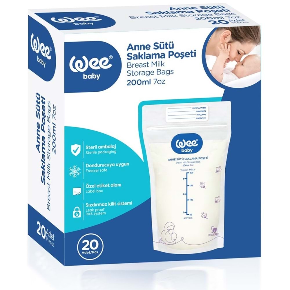 Wee Baby Anne Sütü - Süt Saklama Poşeti 20 Li Pk (Dondurucuya Uygun)