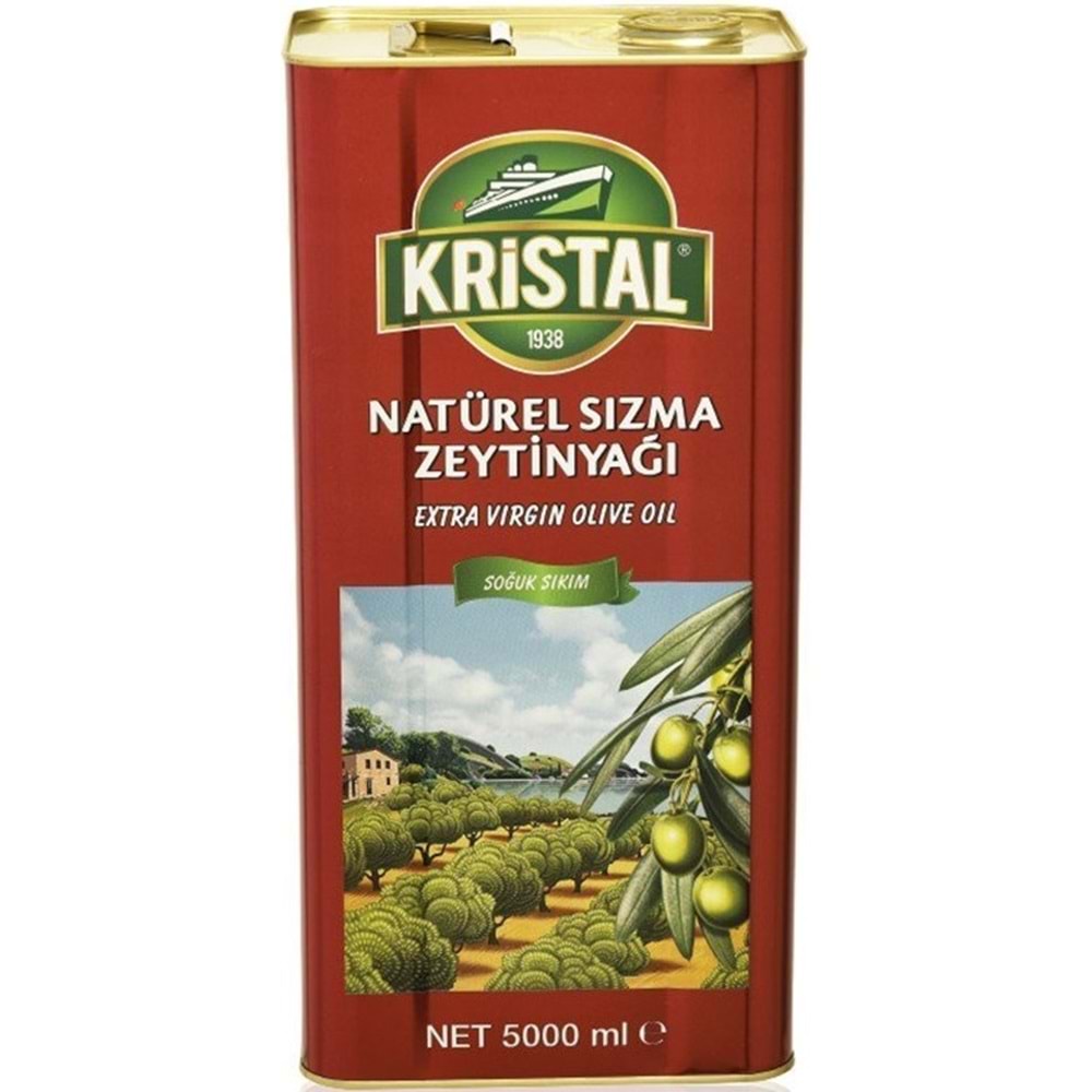 Kristal Zeytinyağı 5LT Natürel Sızma Soğuk Sıkım (Teneke)