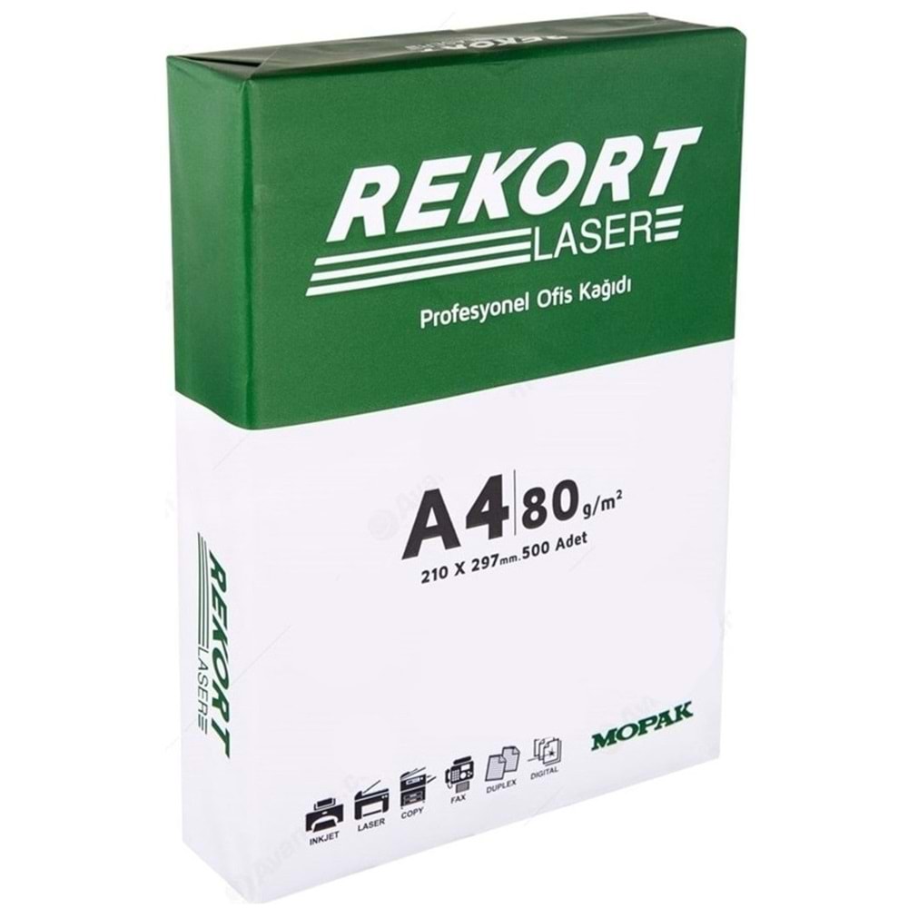 Mopak Rekort A4 80GR/M2 Fotokopi Kağıdı 2500 Adet (5PK*500) 1 Koli