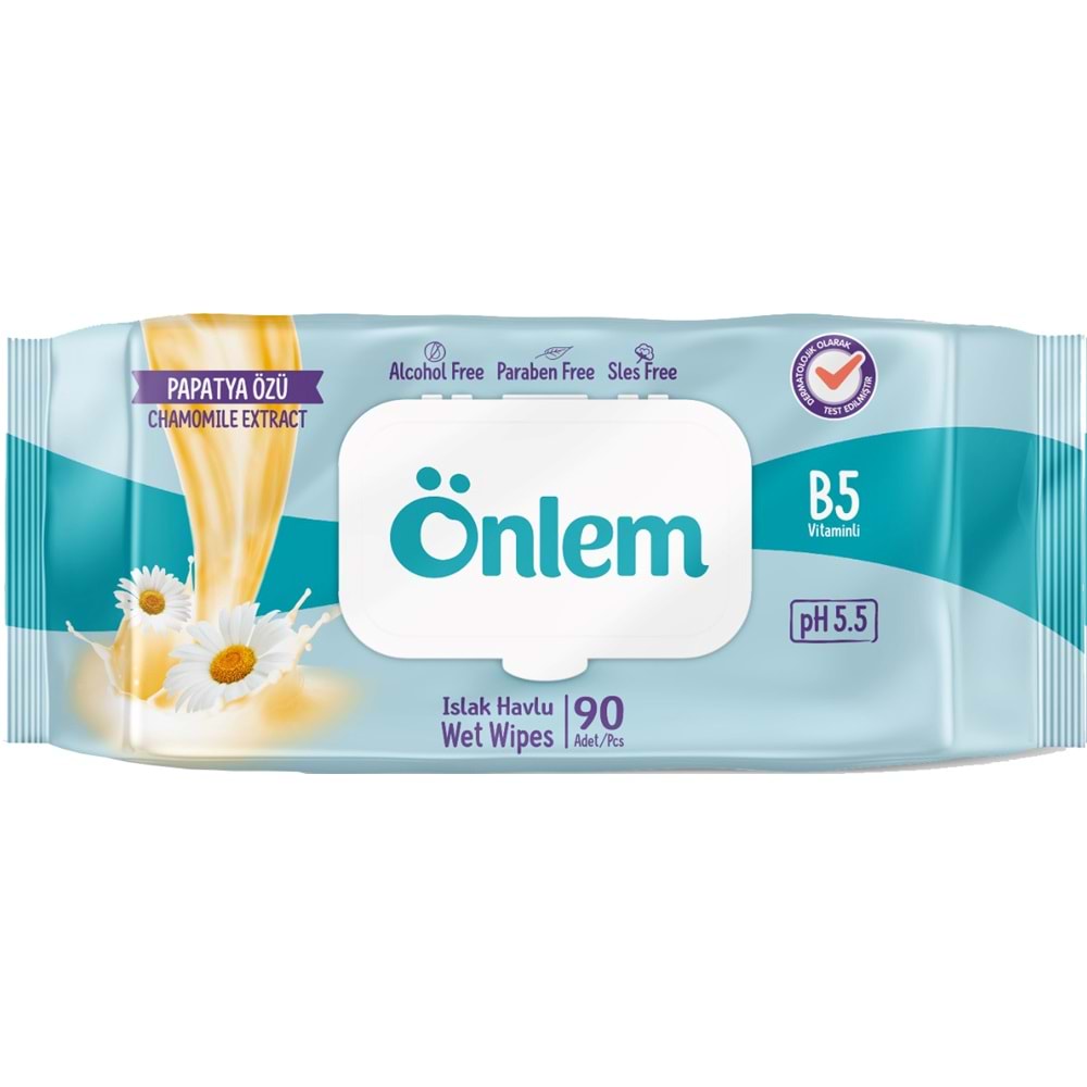 Önlem Islak Havlu Mendil 90 Yaprak Papatya Özü Plastik Kapaklı