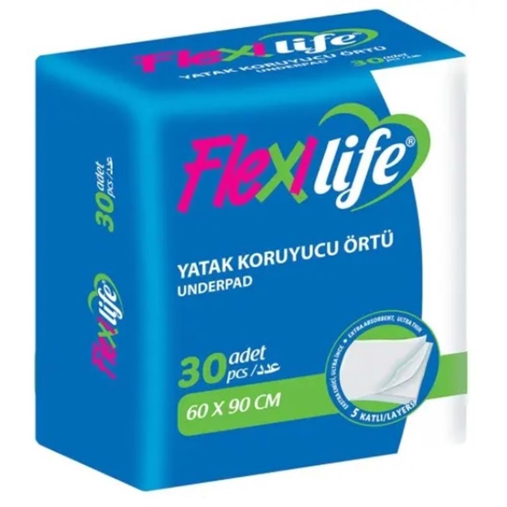 Flexi Life Yetişkin Alt Açma Yatak Koruyucu Örtü 60*90CM (İç Adet 30 Adet) Klasik
