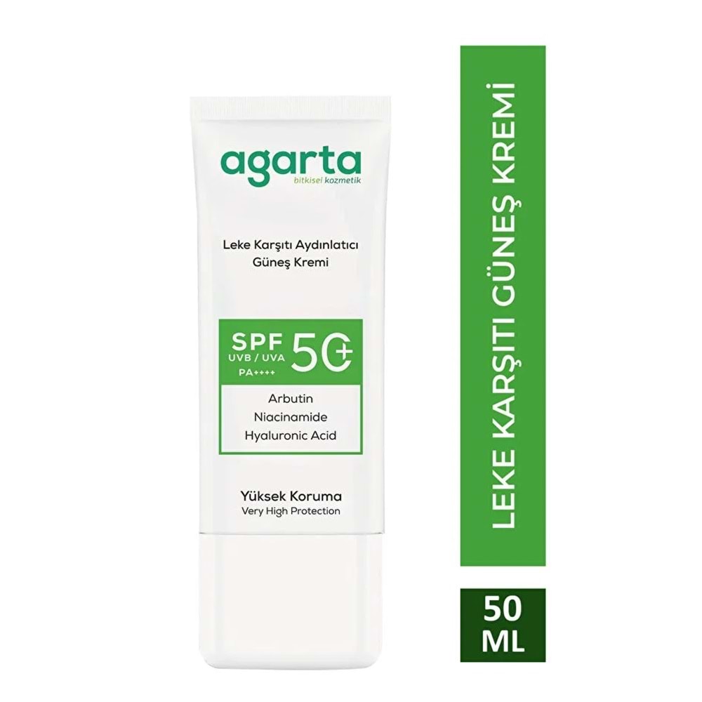 Agarta Leke Karşıtı Aydınlatıcı Spf+50 Faktör Yüz Güneş Kremi 50 ML