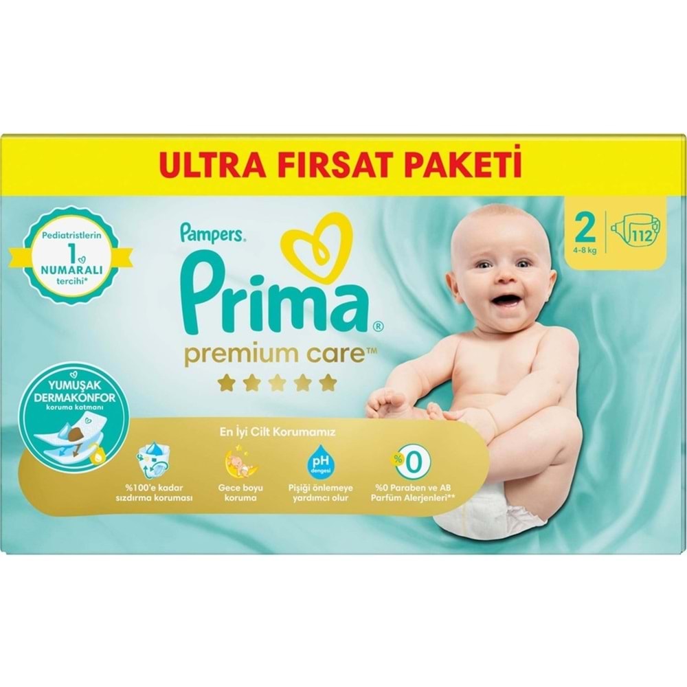 Prima Premium Care Bebek Bezi 2 Beden 4-8 KG Mini 112 Adet Utra Fırsat Pk