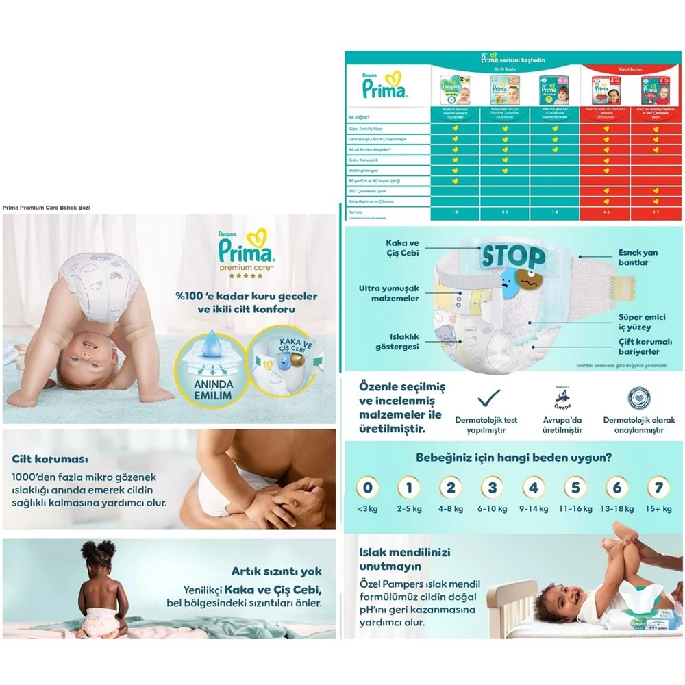 Prima Premium Care Bebek Bezi 6 Beden 13+ Extra Large 62 Adet Ultra Fırsat Pk