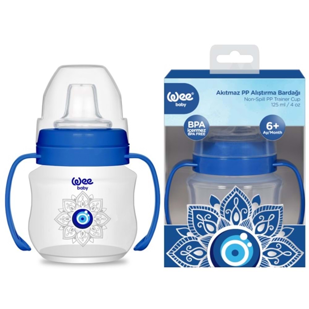 Wee Baby Akıtmaz Kulplu PP Bardak (Alıştırma Bardağı) 125ML Nazar Boncuğu