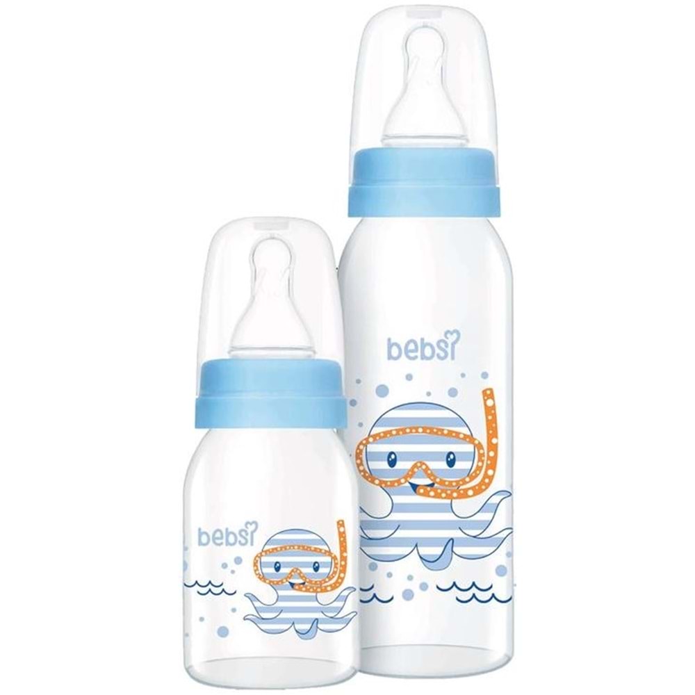 Bebsi Cam Biberon Seti (250ml+125ml) - Mavi