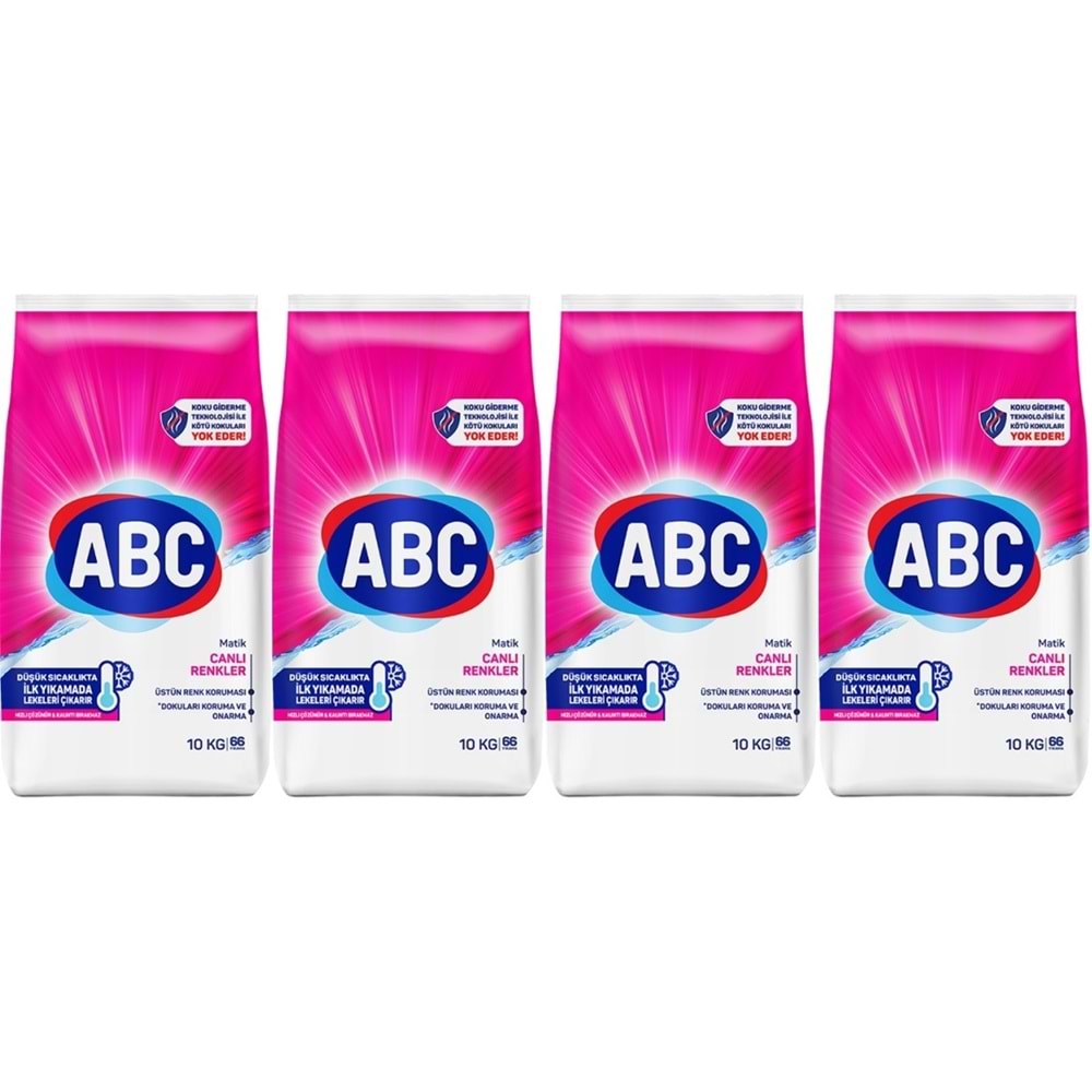 Abc Matik Toz Çamaşır Deterjanı 40Kg (4PK*10KG) Canlı Renkler (264 Yıkama)