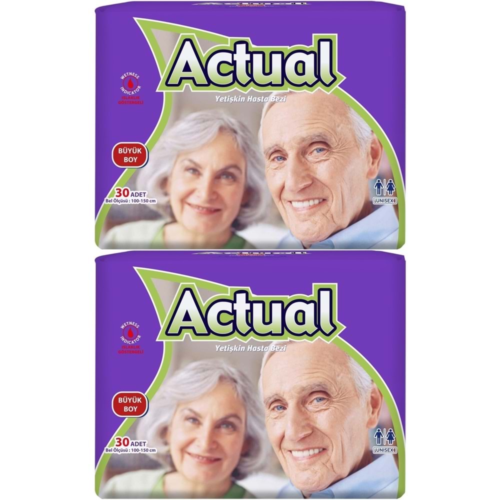 Actual Yetişkin Bezi Bel Bantlı L - Large - Büyük 60 Adet (2PK*30)