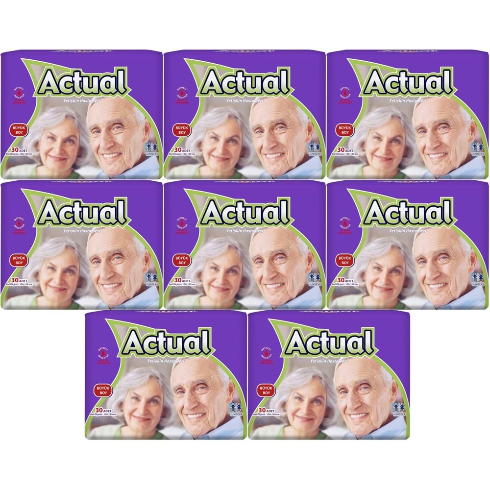 Actual Yetişkin Bezi Bel Bantlı L - Large - Büyük 240 Adet (8PK*30)