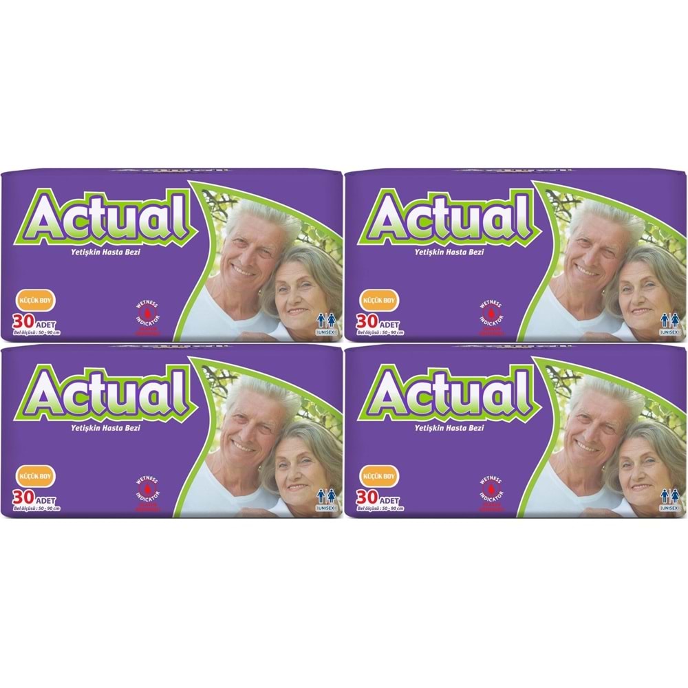 Actual Yetişkin Bezi Bel Bantlı S - Small - Küçük 120 Adet (4PK*30)