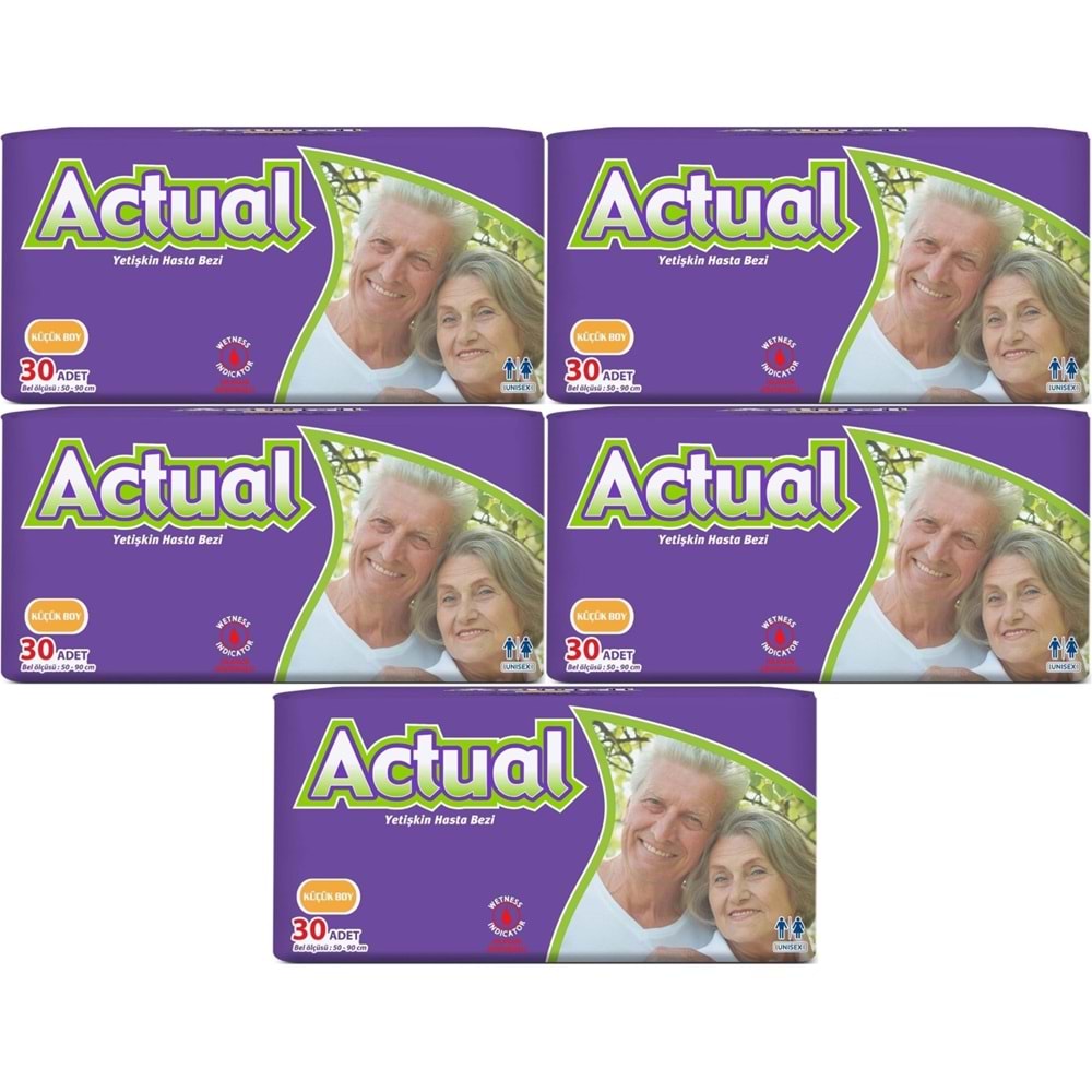 Actual Yetişkin Bezi Bel Bantlı S - Small - Küçük 150 Adet (5PK*30)