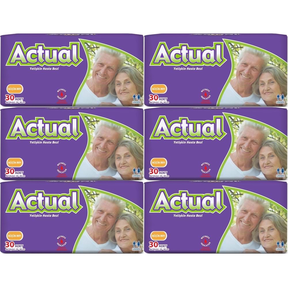 Actual Yetişkin Bezi Bel Bantlı S - Small - Küçük 180 Adet (6PK*30)