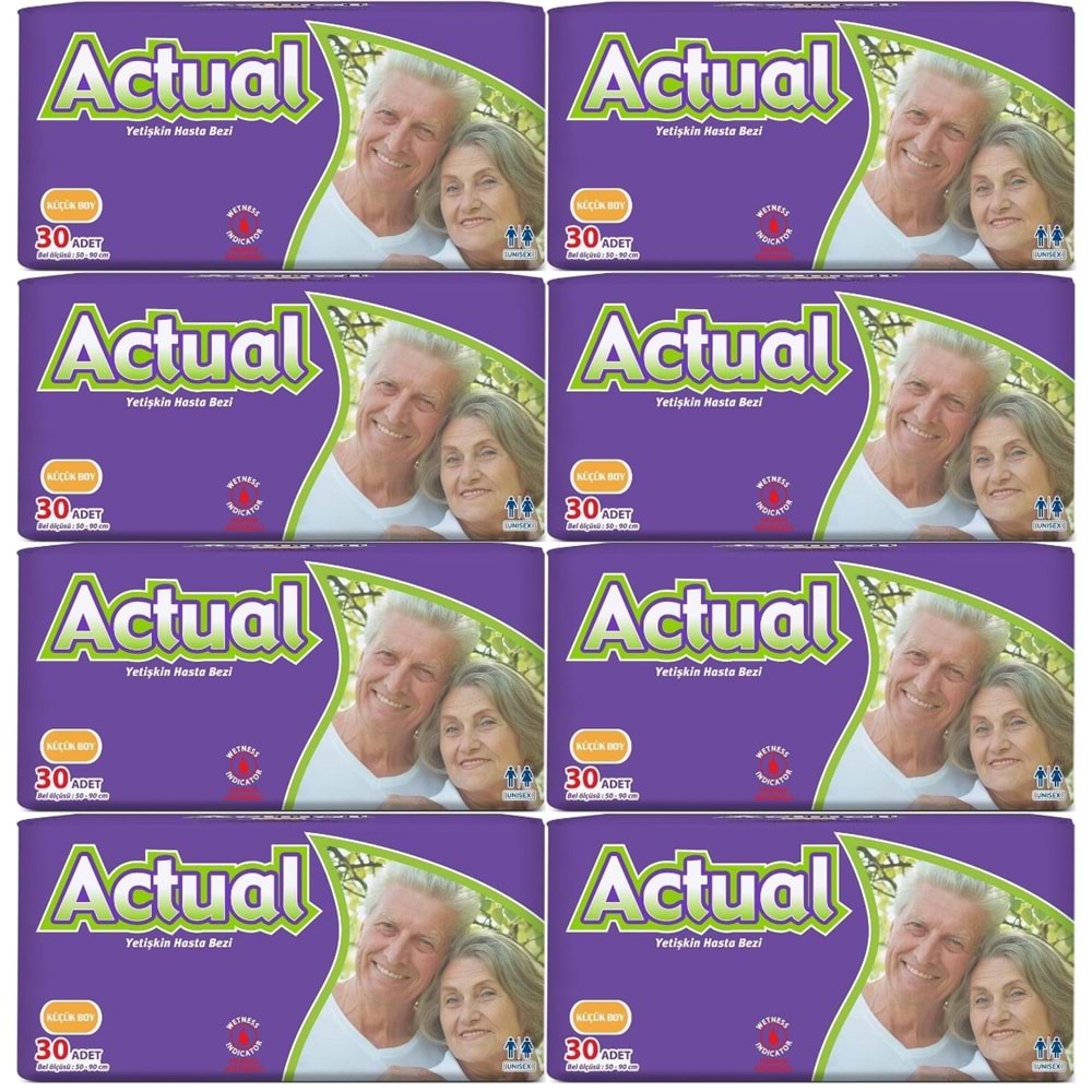 Actual Yetişkin Bezi Bel Bantlı S - Small - Küçük 240 Adet (8PK*30)