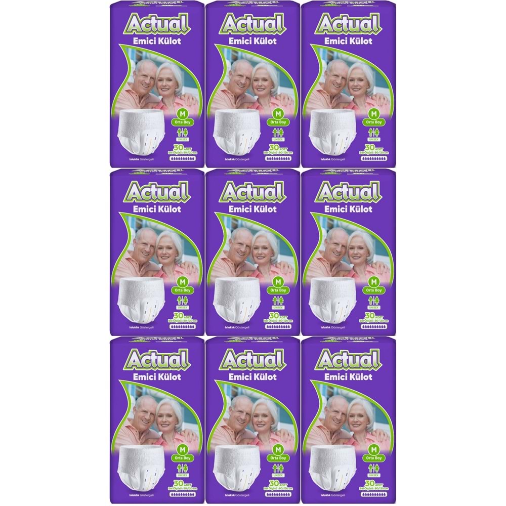 Actual Emici Külot Yetişkin Bezi M - Medium - Orta (Islaklık Göstergeli) 270 Adet