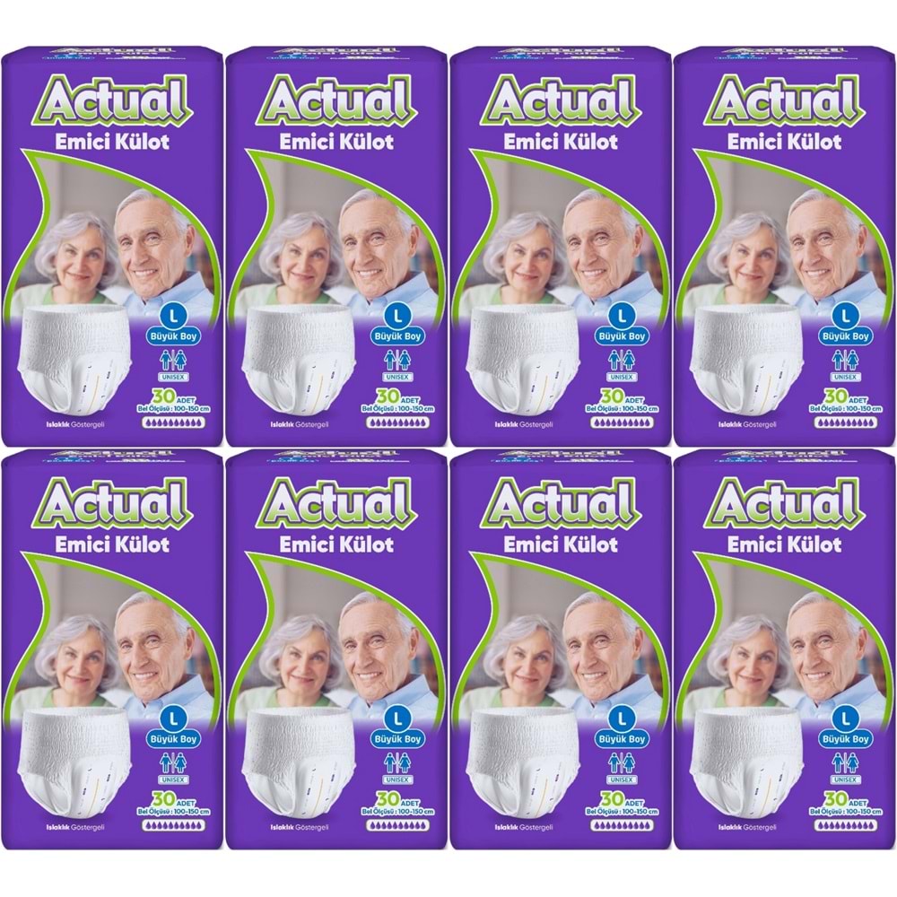 Actual Emici Külot Yetişkin Bezi L - Large - Büyük (Islaklık Göstergeli) 240 Adet