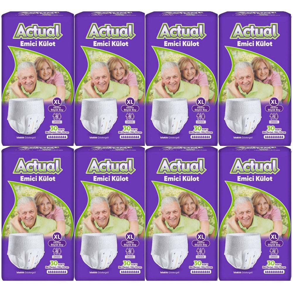 Actual Emici Külot Yetişkin Bezi XL - Extra Large - Ekstra Büyük (Islaklık Göstergeli) 240 Adet