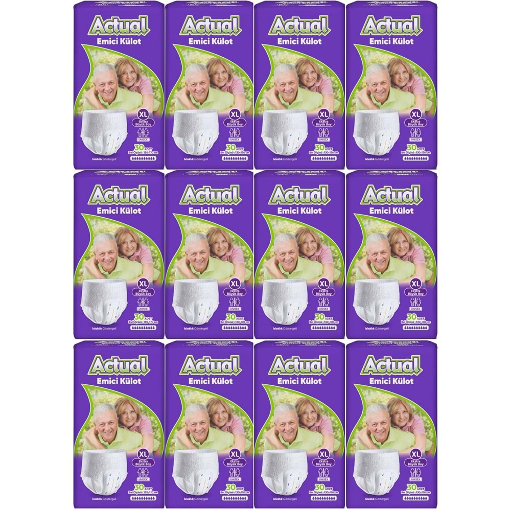 Actual Emici Külot Yetişkin Bezi XL - Extra Large - Ekstra Büyük (Islaklık Göstergeli) 360 Adet (12PK*30)
