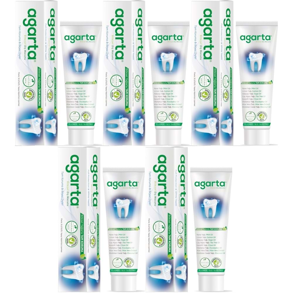 Agarta Doğal Diş Macunu 100ML Bitki Özlü (5 Li Set)
